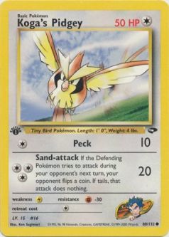 Pokemon Card - Gym Challenge 80/132 - KOGA'S PIDGEY (common) **1st Edition**