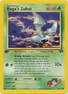 Pokemon Card - Gym Challenge 83/132 - KOGA'S ZUBAT (common) **1st Edition**