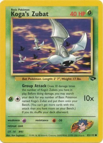Pokemon Card - Gym Challenge 83/132 - KOGA'S ZUBAT (common): BBToyStore.com - Toys, Plush, Trading Cards, Action Figures & Games online retail store shop sale Pokemon Card - Gym Challenge 83/132 - KOGA'S ZUBAT (common): BBToyStore.com - Toys, Plush, Trading Cards, Action Figures & Games online retail store shop sale