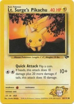 Pokemon Card - Gym Challenge 84/132 - LT. SURGE'S PIKACHU (common)