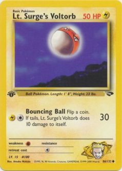 Pokemon Card - Gym Challenge 86/132 - LT. SURGE'S VOLTORB (common) **1st Edition**