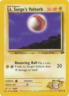 Pokemon Card - Gym Challenge 86/132 - LT. SURGE'S VOLTORB (common)