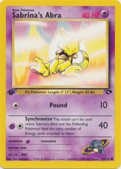 Pokemon Card - Gym Challenge 93/132 - SABRINA'S ABRA (common) **1st Edition**