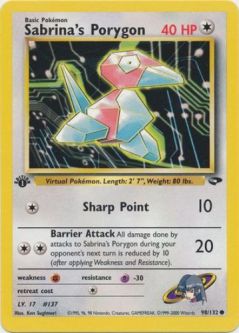 Pokemon Card - Gym Challenge 98/132 - SABRINA'S PORYGON (common) **1st Edition**