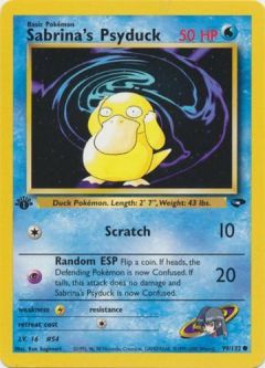 Pokemon Card - Gym Challenge 99/132 - SABRINA'S PSYDUCK (common) **1st Edition**