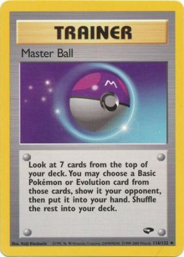 Pokemon Card - Gym Challenge 116/132 - MASTER BALL (uncommon)