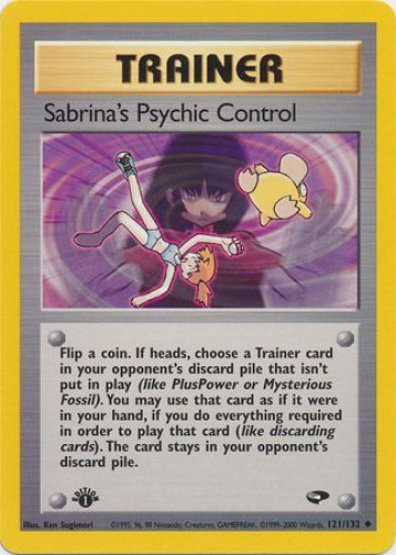 Gym Challenge 121/132 Pokemon Card SABRINA'S PSYCHIC CONTROL unc *1st Ed* 