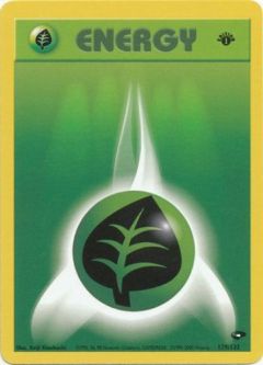 Pokemon Card - Gym Challenge 129/132 - GRASS ENERGY (common) **1st Edition**