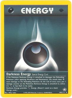 Pokemon Card - Neo Genesis 104/111 - DARKNESS ENERGY (rare) **1st Edition** RARE!