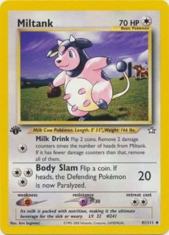 Pokemon Card - Neo Genesis 41/111 - MILTANK (uncommon) **1st Edition**