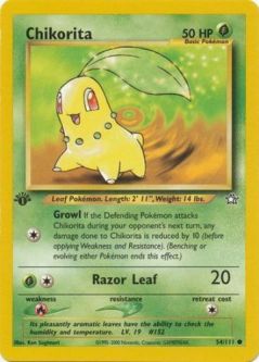 Pokemon Card - Neo Genesis 54/111 - CHIKORITA (common) *1st Edition*