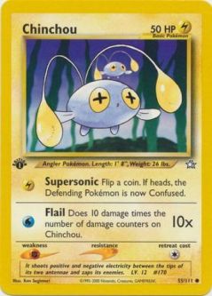 Pokemon Card - Neo Genesis 55/111 - CHINCHOU (common) **1st Edition**