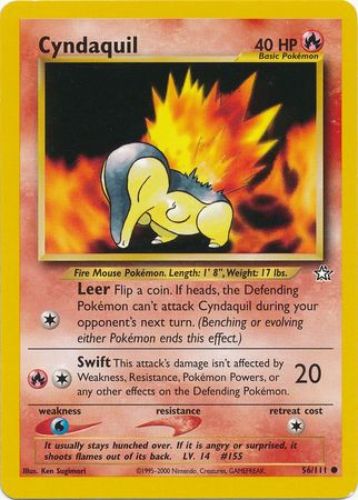 - Wizards Common Pokemon Card Neo Genesis Cyndaquil 57/111 2000