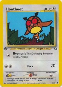 Pokemon Card - Neo Genesis 60/111 - HOOTHOOT (common) *1st Edition*