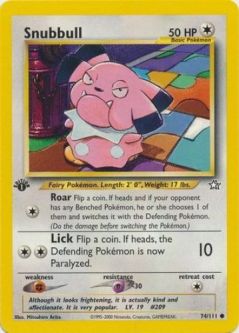 Pokemon Card - Neo Genesis 74/111 - SNUBBULL (common) *1st Edition*