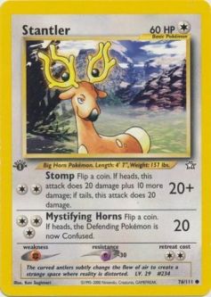 Pokemon Card - Neo Genesis 76/111 - STANTLER (common) *1st Edition*