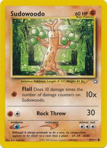 Pokemon Neo Genesis Common Sudowoodo #77 Pokemon Neo Genesis Common Sudowoodo #77