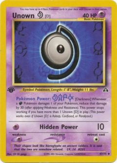 Pokemon Card - Neo Discovery 47/75 - UNOWN [D] (uncommon) **1st Edition**