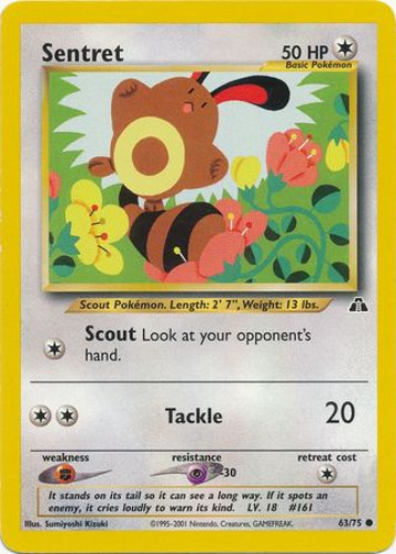 Pokemon Card - Neo Discovery 63/75 - SENTRET (common): BBToyStore.com - Toys, Plush, Trading Cards, Action Figures & Games online retail store shop sale Pokemon Card - Neo Discovery 63/75 - SENTRET (common): BBToyStore.com - Toys, Plush, Trading Cards, Action Figures & Games online retail store shop sale