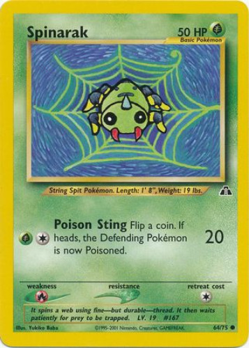 Pokemon Card - Neo Discovery 64/75 - SPINARAK (common): BBToyStore.com -  Toys, Plush, Trading Cards, Action Figures & Games online retail store shop  sale