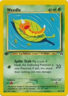 Pokemon Card - Neo Discovery 70/75 - WEEDLE (common) **1st Edition**