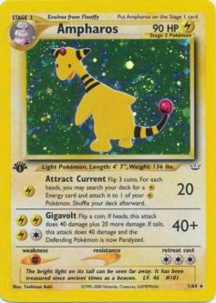 Pokemon Card - Neo Revelation 1/64 - AMPHAROS (holo-foil) **1st Edition**