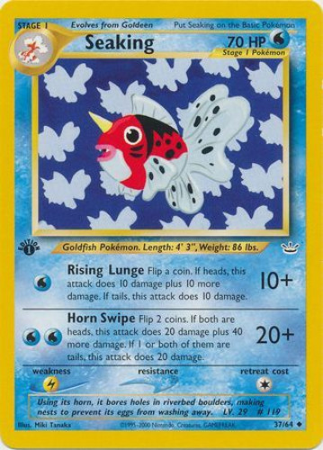 Pokemon Card - Neo Revelation 37/64 - SEAKING (uncommon) *1st Edition*: BBToyStore.com - Toys, Plush, Trading Cards, Action Figures & Games online retail store shop sale Pokemon Card - Neo Revelation 37/64 - SEAKING (uncommon) *1st Edition*: BBToyStore.com - Toys, Plush, Trading Cards, Action Figures & Games online retail store shop sale