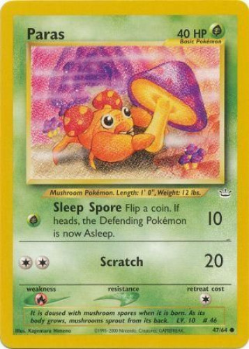 pokemon paras card (99/147) [Aquapolis] [1G] Absorb (20)Heal 10 damage from this Pokmon Pokmon Card Game CLF 004/032