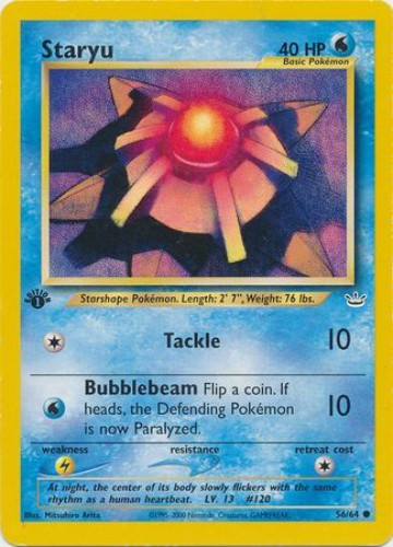 Pokemon Card - Neo Revelation 56/64 - STARYU (common) *1st Edition*:  BBToyStore.com - Toys, Plush, Trading Cards, Action Figures & Games online  retail store shop sale