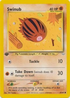 Pokemon Card - Neo Revelation 57/64 - SWINUB (common) **1st Edition**