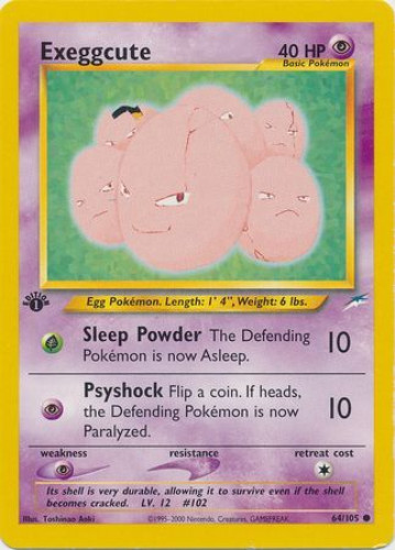 Pokemon Card - Neo Destiny 64/105 - EXEGGCUTE (common) *1st Edition*: BBToyStore.com - Toys, Plush, Trading Cards, Action Figures & Games online retail store shop sale Pokemon Card - Neo Destiny 64/105 - EXEGGCUTE (common) *1st Edition*: BBToyStore.com - Toys, Plush, Trading Cards, Action Figures & Games online retail store shop sale
