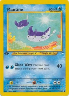 Pokemon Card - Neo Destiny 74/105 - MANTINE (common) **1st Edition**