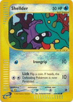 Pokemon Card - Expedition 129/165 - SHELLDER (reverse holo)