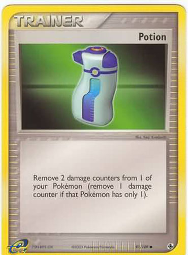 potion pokemon card (NL) 94/102 - Base Set (Unlimited) Evolves from null Remove 2 damage counters from 1 of your Pokemon (remove 1 damage counter if that Pokemon has only 1) Vintage Uncommon - Super Potion