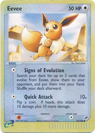 Pokemon Card - Sandstorm 63/100 - EEVEE (REVERSE holo-foil)