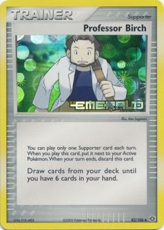 Pokemon Card - Emerald 82/106 - PROFESSOR BIRCH (REVERSE holo-foil)