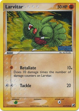 Pokemon Card - Unseen Forces 61/115 - LARVITAR (REVERSE holo-foil)