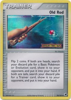 Pokemon Card - Dragon Frontiers 78/101 - OLD ROD (REVERSE holo-foil)