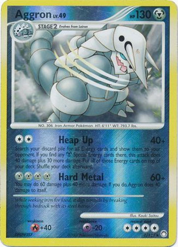 Pokemon Card - D&P: Mysterious Treasures 1/123 - AGGRON Lv.49  (reverse holo)