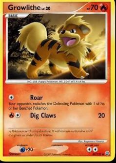 Pokemon Card - D&P: Secret Wonders 89/132 - GROWLITHE Lv.20 (common)