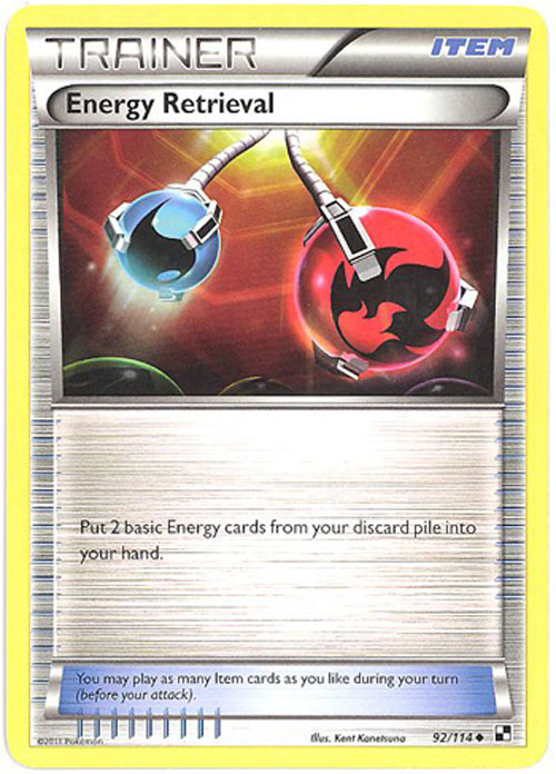 Pokemon Card - Black & White 92/114 - ENERGY RETRIEVAL (uncommon)