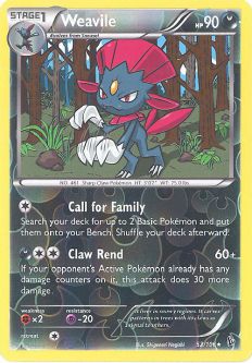 Pokemon Card - Flashfire 52/106 - WEAVILE (reverse holo)