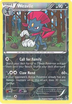 Pokemon Card - XY: Flashfire 52/106 - WEAVILE (reverse holo)