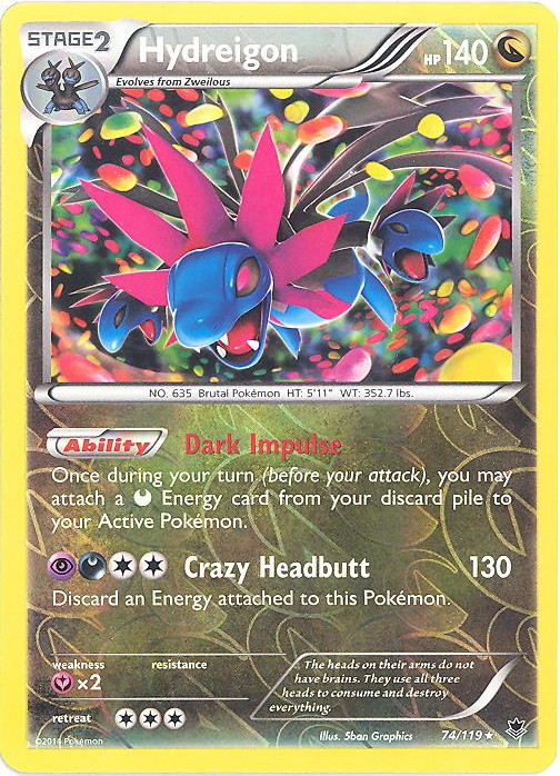 Pokemon Card - XY: Phantom Forces 74/119 - HYDREIGON (reverse holo)