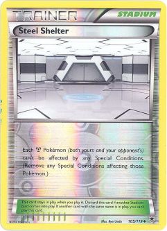 Pokemon Card - XY Phantom Forces 105/119 - STEEL SHELTER (REVERSE holo-foil)
