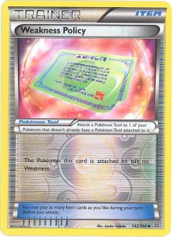Pokemon Card - XY Primal Clash 142/160 - WEAKNESS POLICY (REVERSE holo-foil)