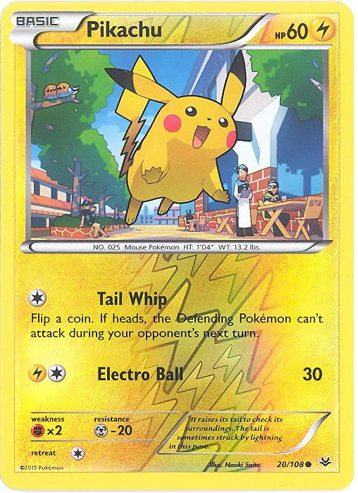 Pokemon Card - XY: Roaring Skies 20/108 - PIKACHU (reverse holo)