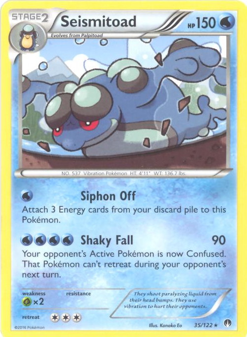Pokemon Card - XY: BREAKpoint 35/122 - SEISMITOAD (rare): BBToyStore.com -  Toys, Plush, Trading Cards, Action Figures & Games online retail store shop  sale