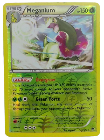 pokemon meganium card MEGA Mega ex SAR 761/742 MC Start Deck 100 Japan Colorless Green Force (50) Heal from this Pokémon the same amount of damage you did to your opponents Active Pokémon Meganium (#10, Wisdom of Sea