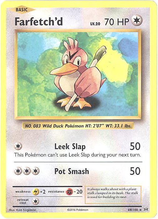  Pokemon - Farfetch39;d (68/108) - XY Evolutions - Reverse Holo  : Toys & Games